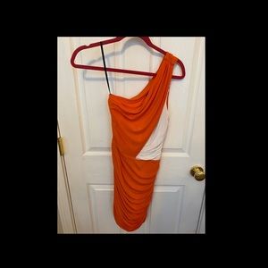 Bebe Orange and White Dress